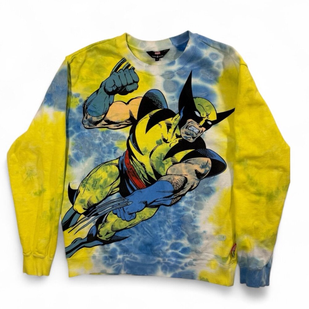 Marvel Teddy Fresh Wolverine Tie Dye Sweatshirt Men’s L Yellow Blue Collectible